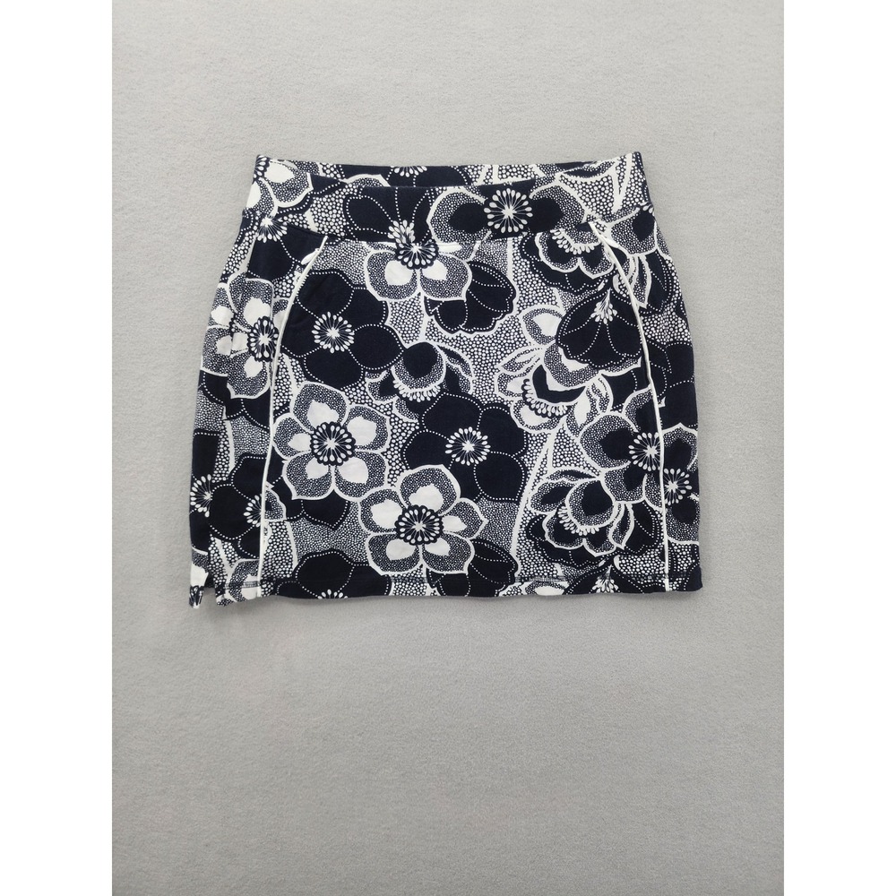 T by Talbots Navy Floral Skort MP Medium Petite Cotton Stretch Athletic Tennis